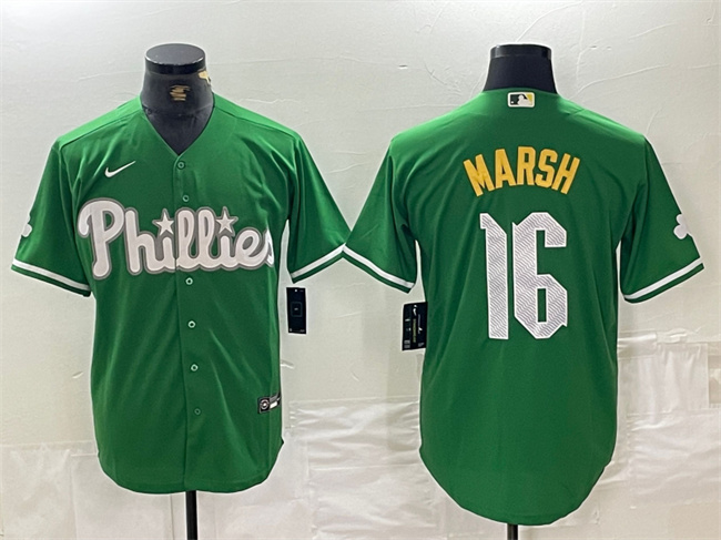 Men's Philadelphia Phillies #16 Brandon Marsh Green 2024 City Connect Stitched Jersey
